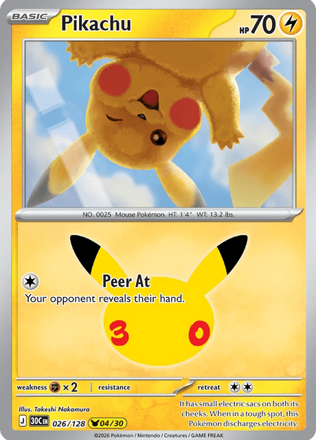 Pikachu (30C 026) - 30th Celebration