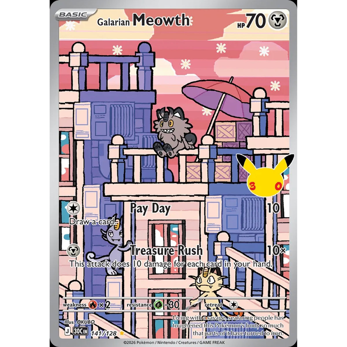 Galarian Meowth 141/128 - 30th Celebration