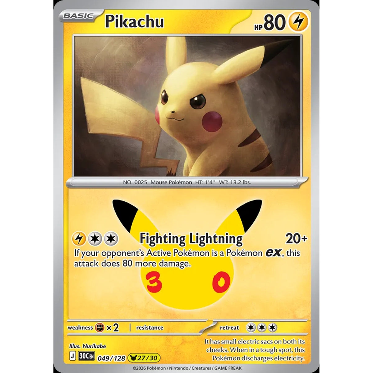Pikachu 049/128 - 30th Celebration