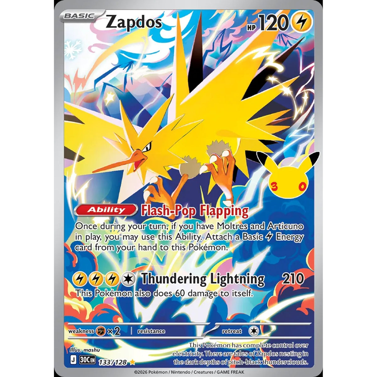 Zapdos 133/128 - 30th Celebration