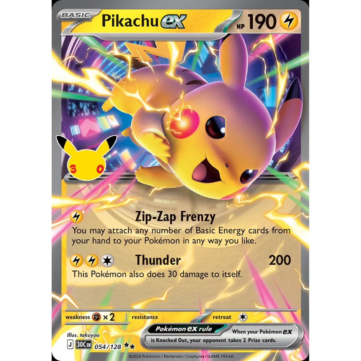 Pikachu ex 054/128 - 30th Celebration