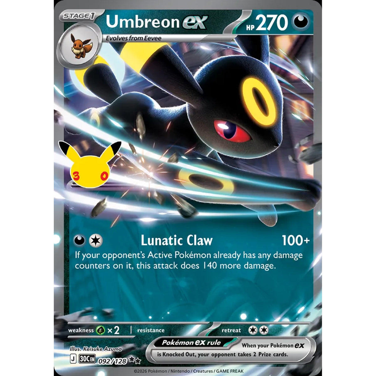 Umbreon ex 092/128 - 30th Celebration