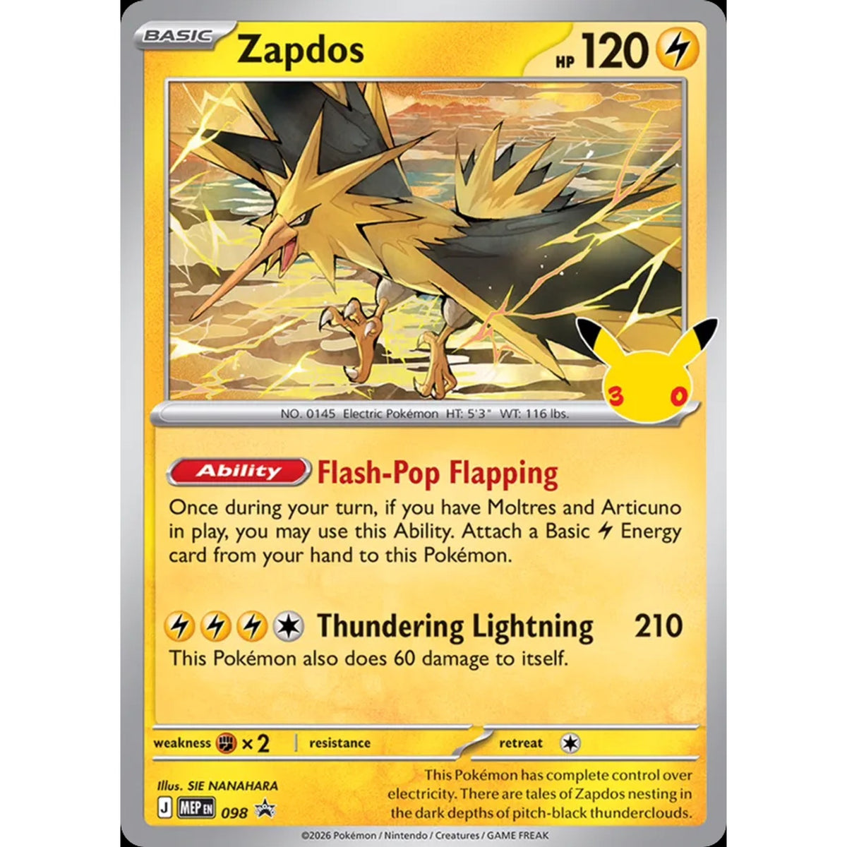 Zapdos 098 - Mega Evolution Black Star Promos