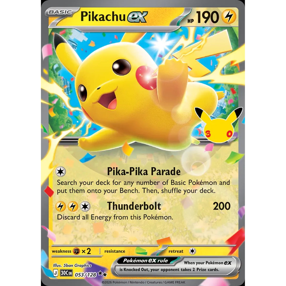 Pikachu ex 053/128 - 30th Celebration