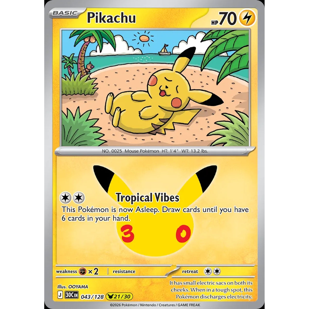 Pikachu 043/128 - 30th Celebration