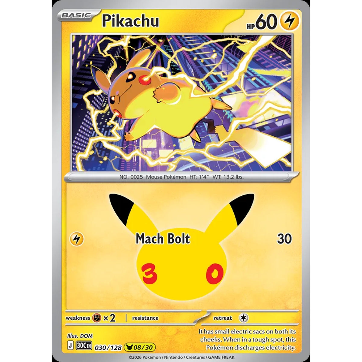 Pikachu 030/128 - 30th Celebration