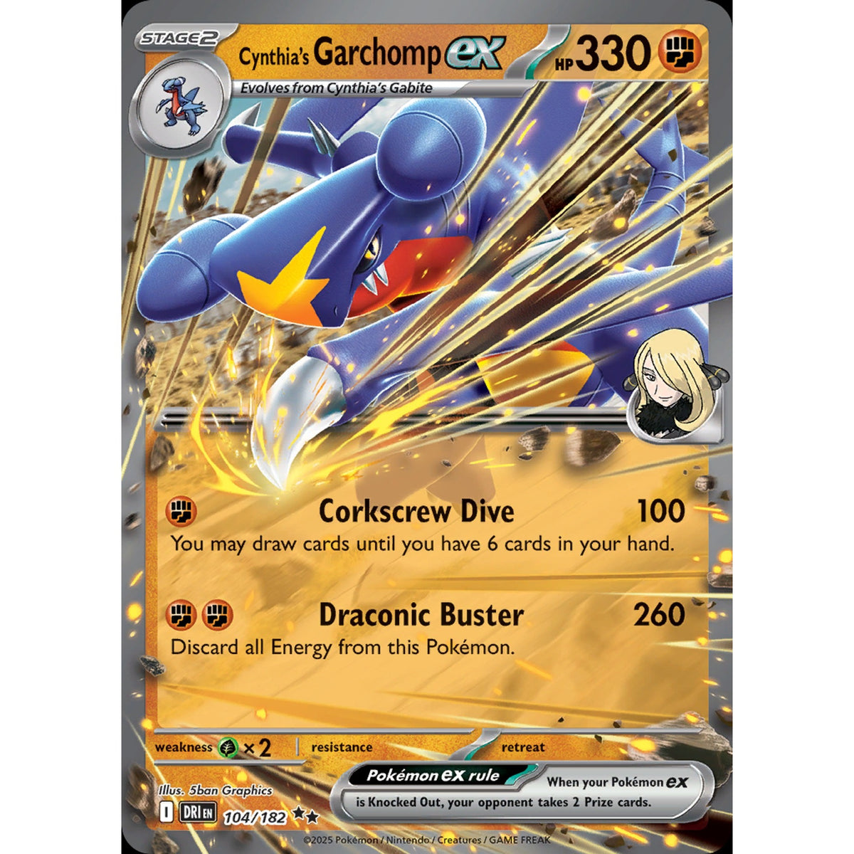 Cynthia's Garchomp ex 104/182 - Destined Rivals